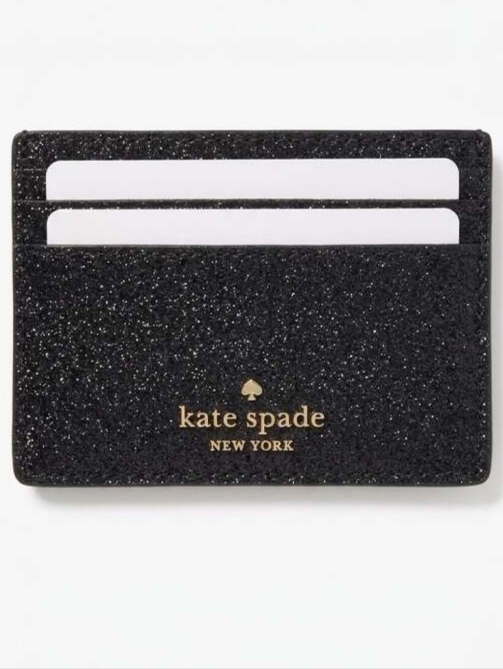 Kate Spade Black Glimmer Glitter Small Card Holder NWT